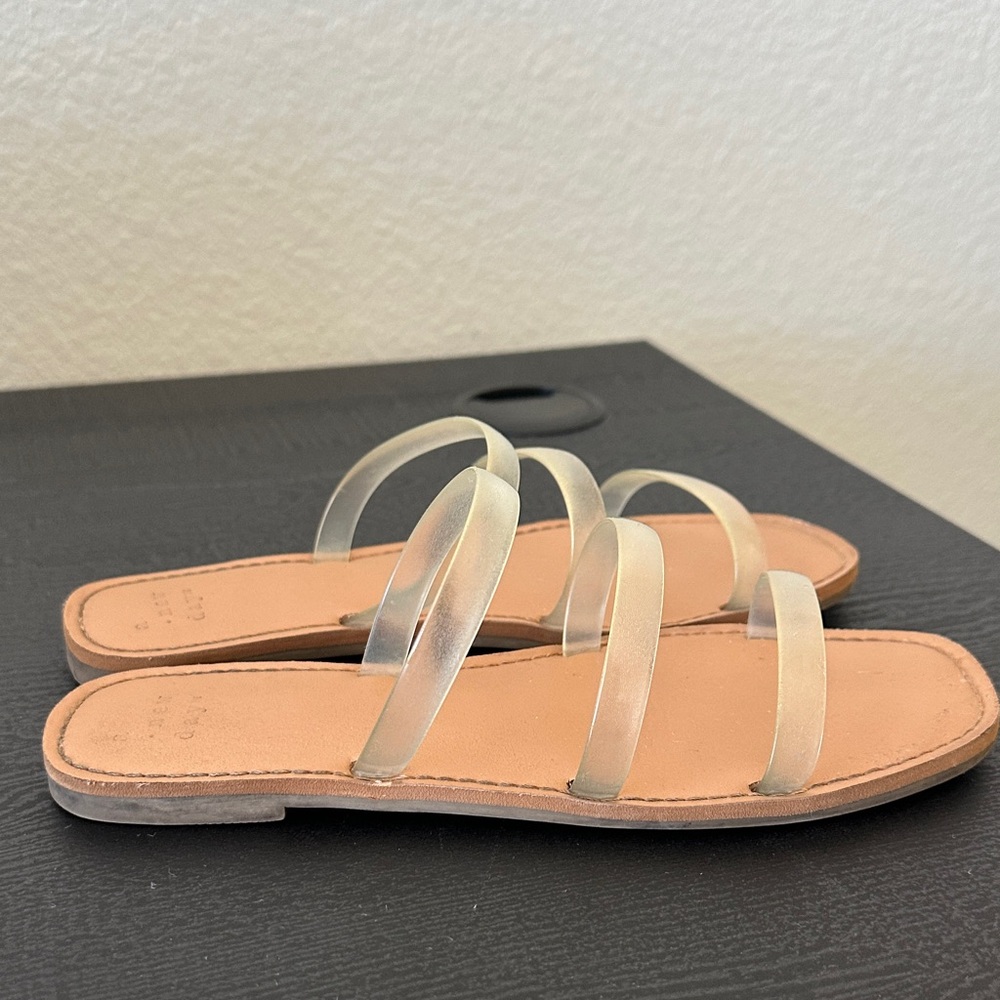 a new day Transparent Strappy Slide Sandals with Tan Footbed
